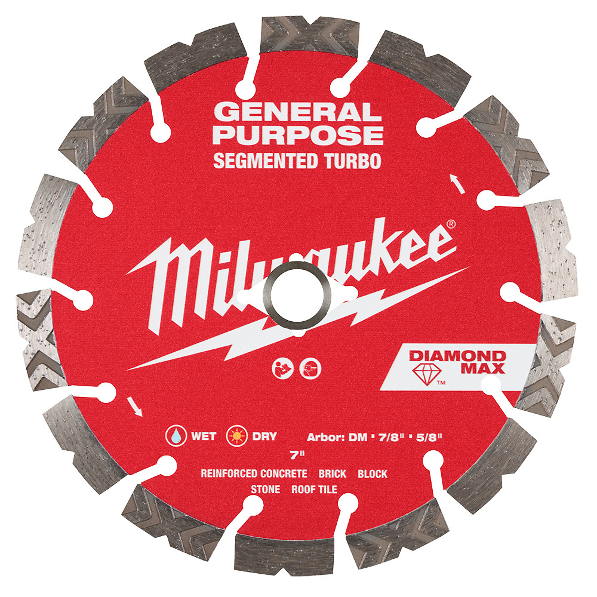 Milwaukee 7" DIAMOND MAX™ Segmented Turbo, General Purpose Diamond Blade, Model# 49-93-9007